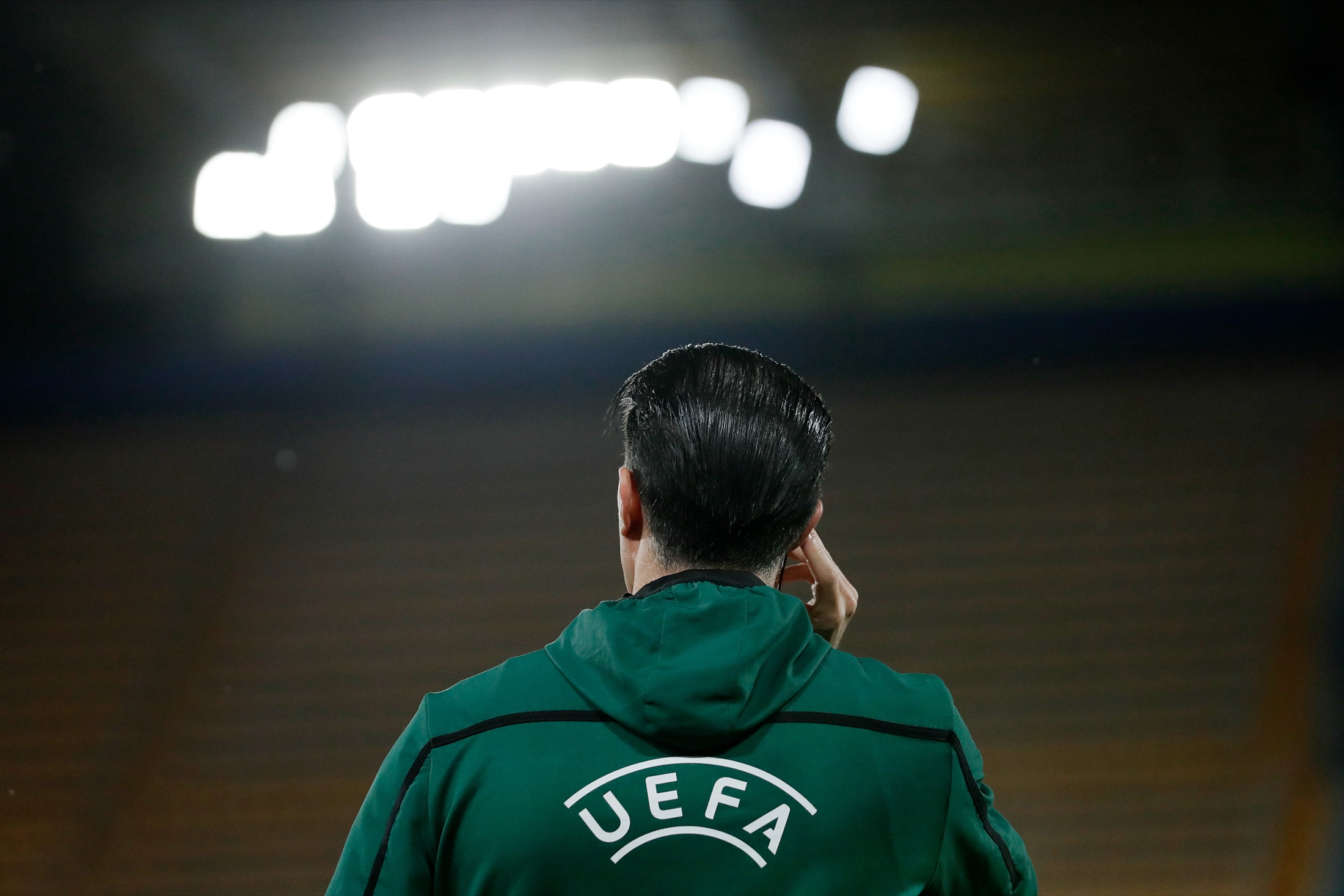 Serdar Gözübüyük looking out over the stadium after the final whistle